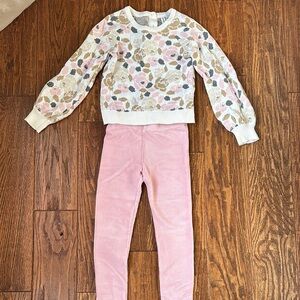 Janie and Jack Floral Sweater and Pink Pants Set- size 5